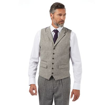 Hammond & Co. by Patrick Grant Big and tall taupe textured tailored fit waistcoat
